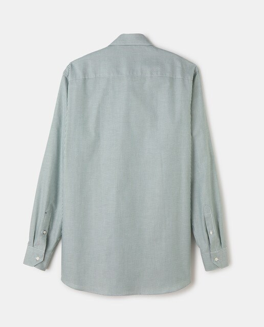 Camisa essential oxford regular às riscas verde tamanhos grandes
