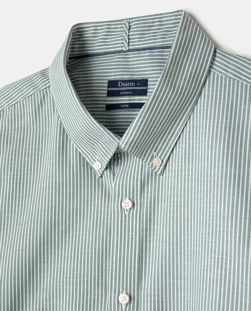 Camisa essential oxford regular às riscas verde tamanhos grandes
