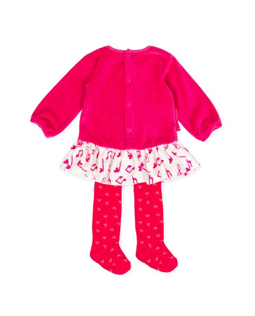 Vestido fúcsia de bebé com collants
