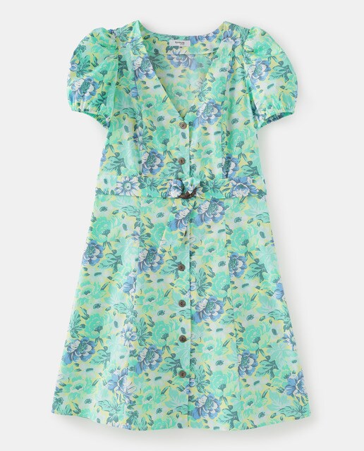 Vestido con cinturón y botones delanteros