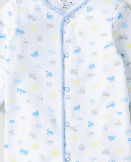 Pack de babygrows compridos de bebé com carros e letras