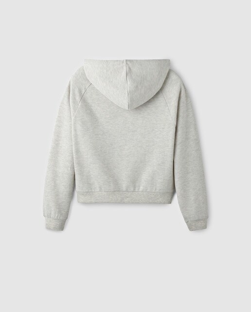 Sweatshirt cinzenta com capuz e bordado