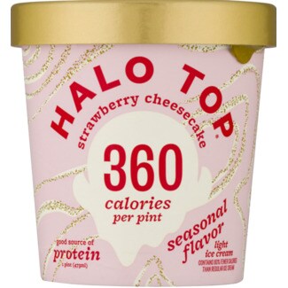 Halo Top Gelado de Cheesecake de Morango embalagem 473 ml