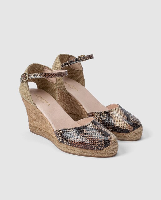 Alpargatas de cuña de mujer Zendra Basic con print serpiente