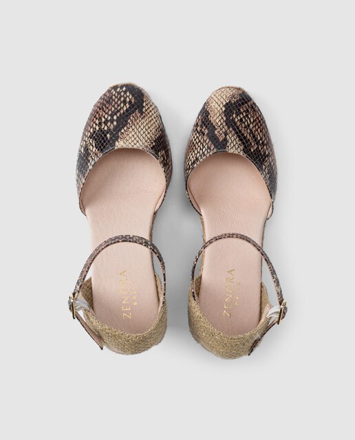 Alpargatas de cuña de mujer Zendra Basic con print serpiente