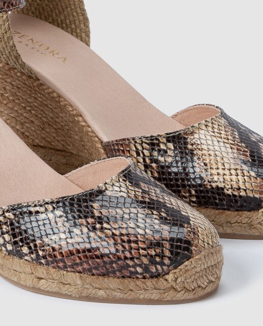 Alpargatas de cuña de mujer Zendra Basic con print serpiente