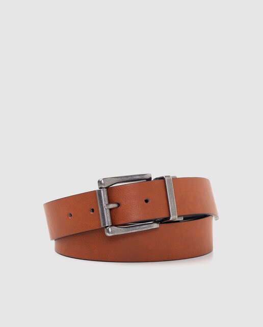 Cinturón de hombre reversible cuero y negro