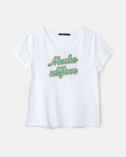 Camiseta de mujer 100% algodón con mensaje delantero