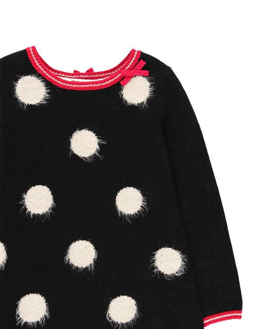 Vestido de tricot às bolinhas preto