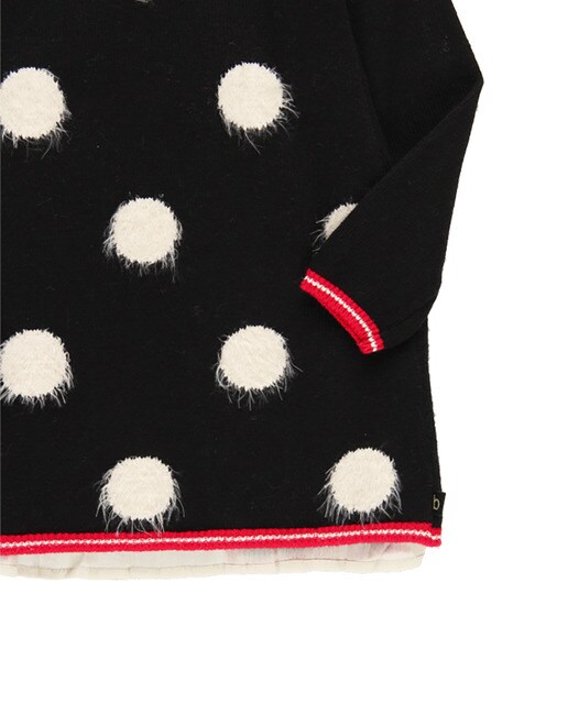 Vestido de tricot às bolinhas preto
