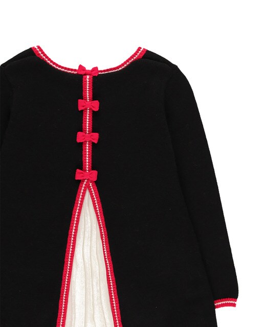 Vestido de tricot às bolinhas preto
