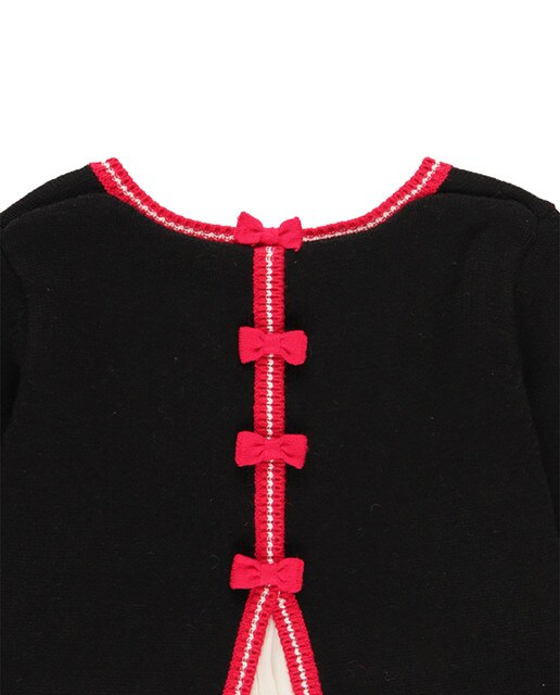 Vestido de tricot às bolinhas preto