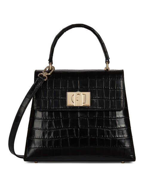 Bolso de mano pequeño Furla 1927 de piel con grabado coco en negro