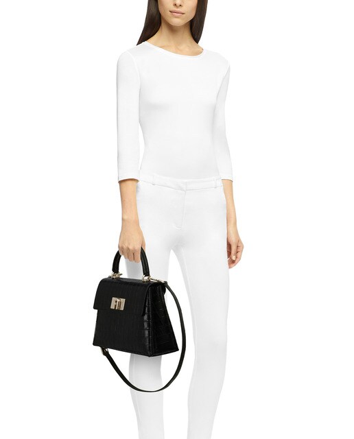 Bolso de mano pequeño Furla 1927 de piel con grabado coco en negro