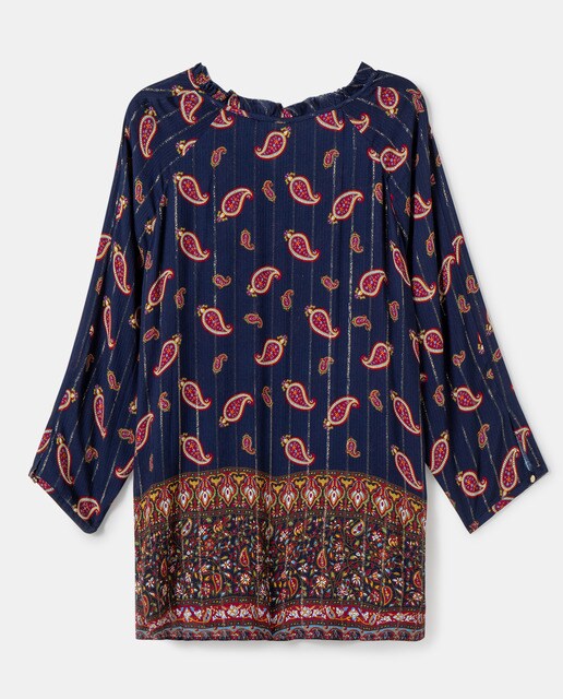 Blusa estampada tamanhos grandes com fio metalizado