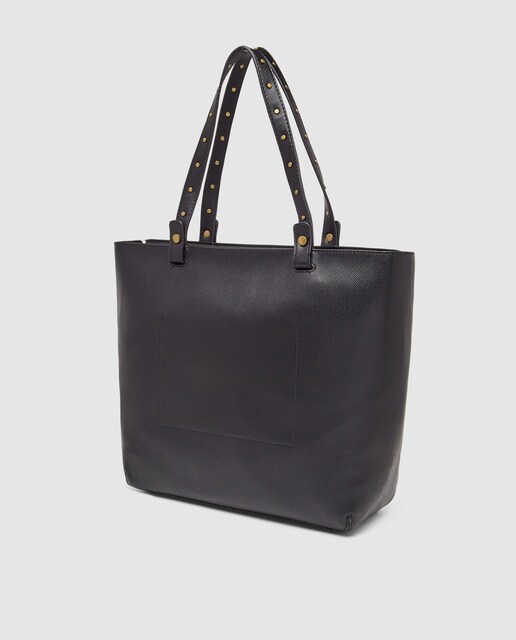 Mala shopping preta com bolso interior