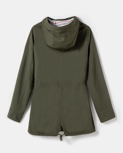 Parka de mulher com capuz e cordão na cintura