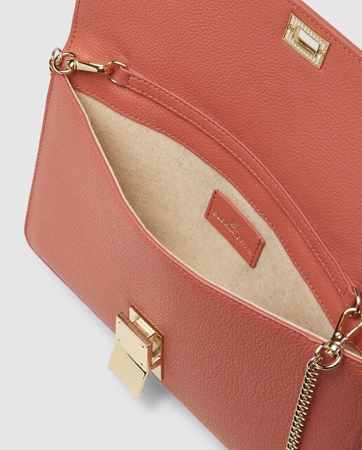 Cartera de mano Gloria Ortiz Ada de piel en rosa con broche