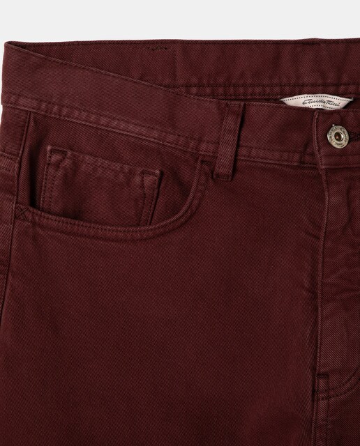 Calças de cinco bolsos de homem regular bordeaux
