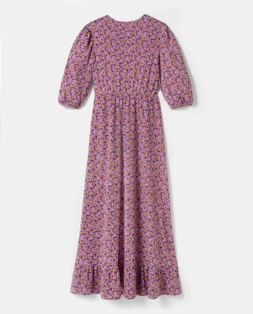 Vestido cruzado com folho