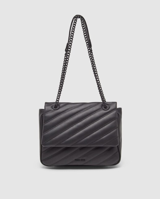 Bandolera de mujer Gloria Ortiz Polly acolchada en negro con solapa
