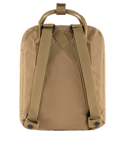 Mochila unissexo Kanken Mini de vinil camel com logótipo reflector