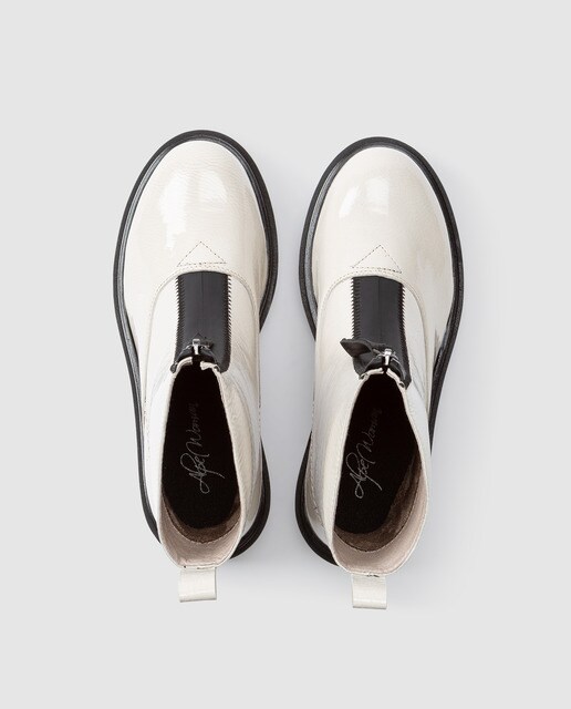 Botines de mujer Alpe de charol blanco