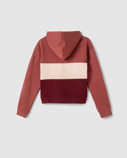 Sweatshirt tricolor com capuz