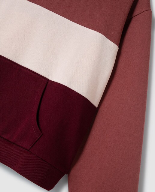 Sweatshirt tricolor com capuz