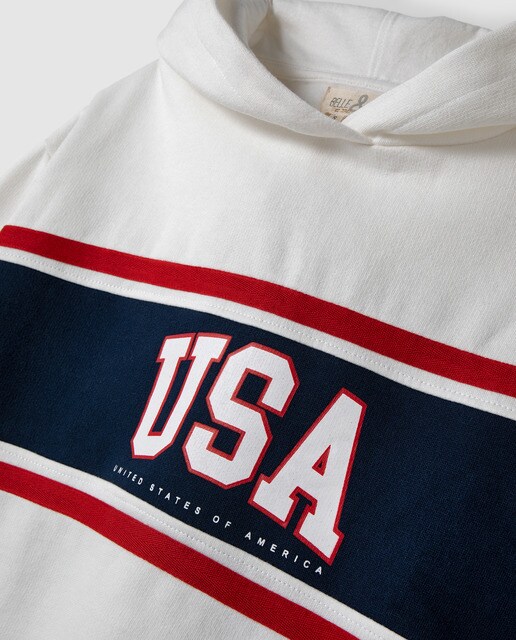 Sweatshirt branca ''USA'' com capuz
