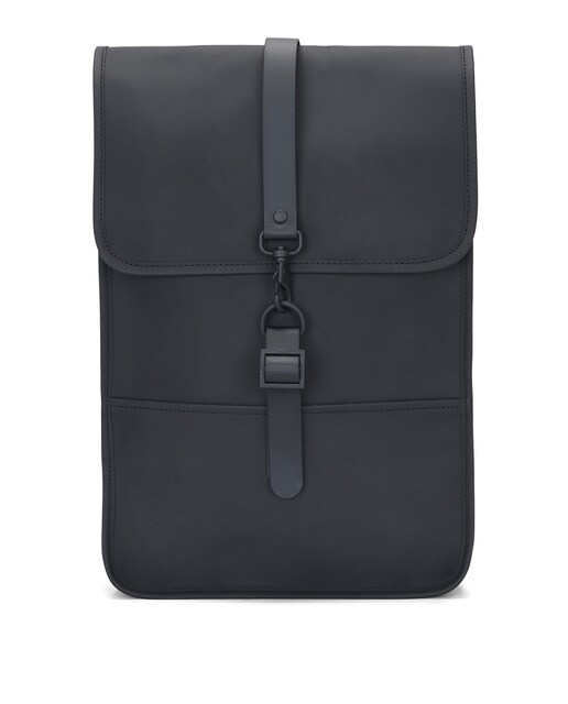 Mochila pequena unissexo Rains preta com bolso exterior
