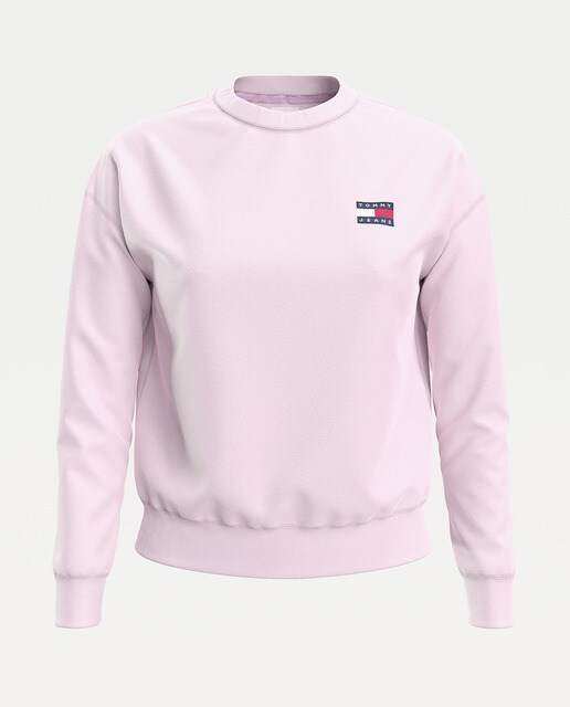 Sweatshirt cropped rosa com decote redondo