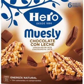 Hero Muesly Barras de Cereais com Chocolate Pack 6 embalagem 150 g