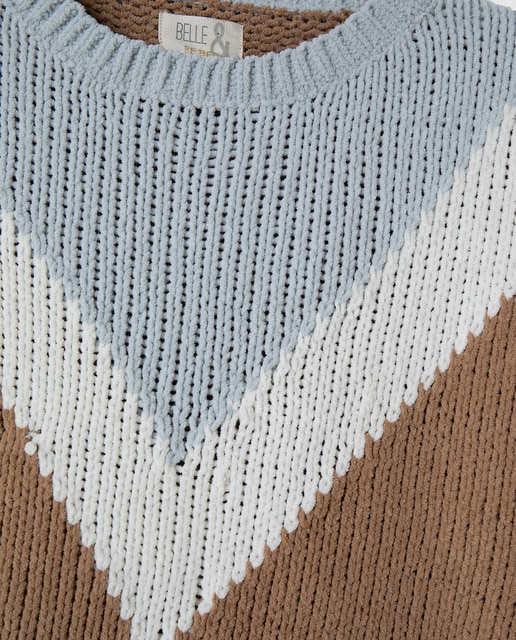 Camisola de malha chenille tricolor