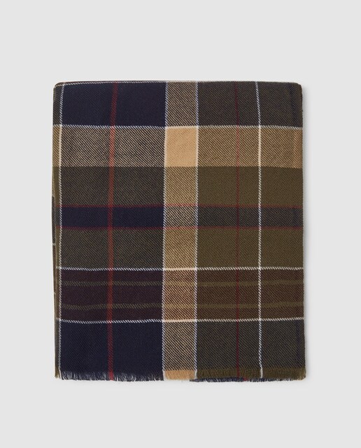 Bufanda de hombre kaki estampado cuadros