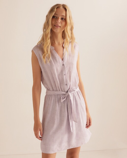 Vestido de crepe com manga curta