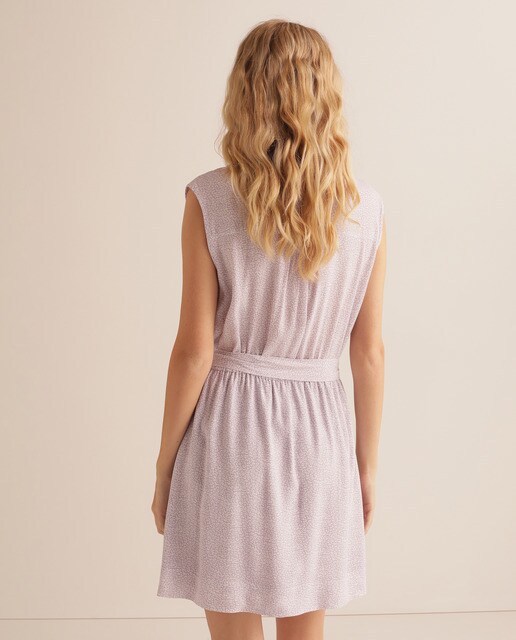 Vestido de crepe com manga curta