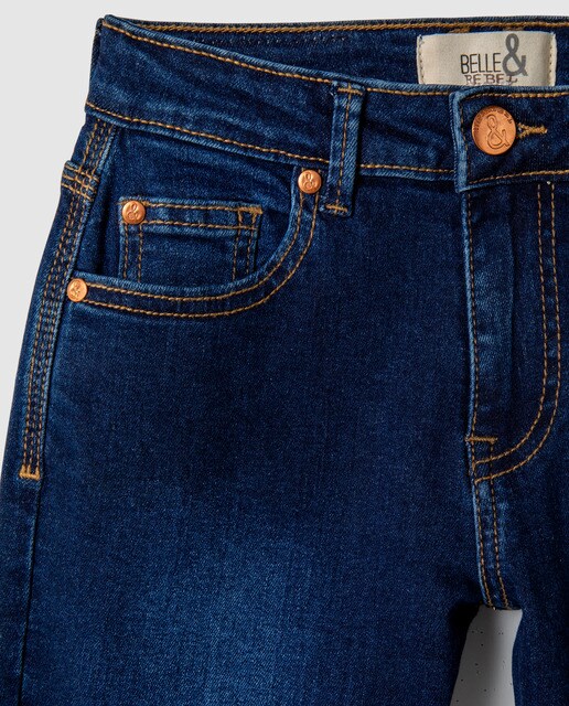 Jeans azuis de cintura subida