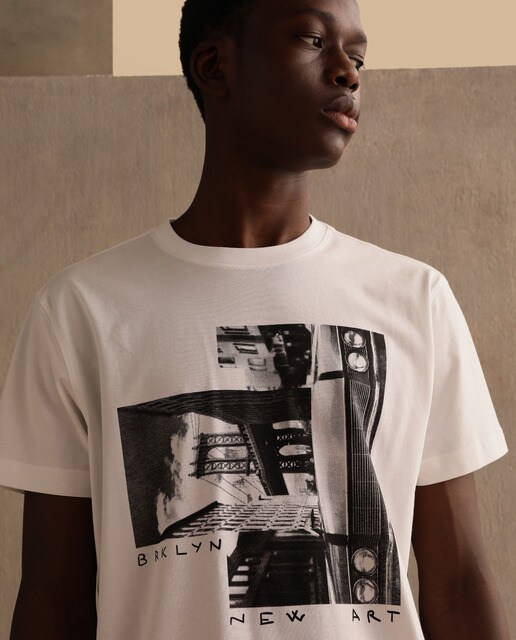 Camiseta en algodón BCI de hombre blanca de manga corta