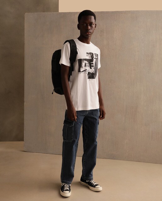 Camiseta en algodón BCI de hombre blanca de manga corta
