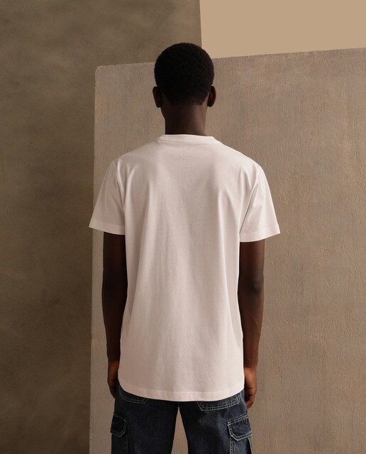 Camiseta en algodón BCI de hombre blanca de manga corta