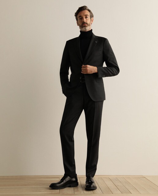 Traje de la colección Black de hombre slim jaspeado gris