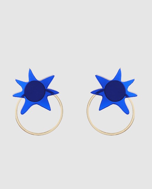 Pendientes de aro Papiroga Voynich de plexiglás azul