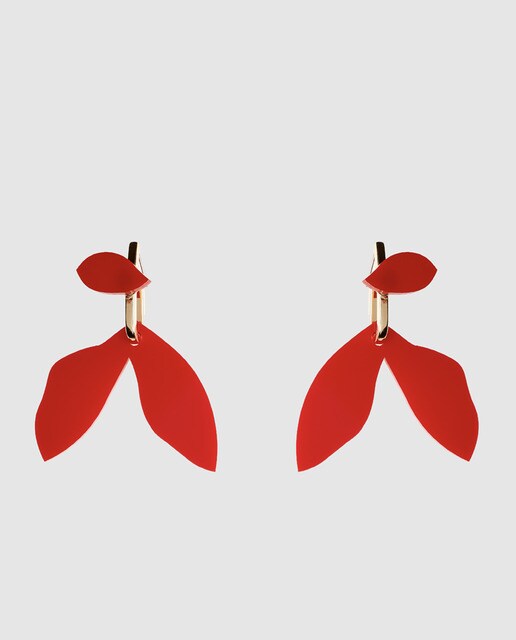 Pendientes de aro Papiroga Voynich de plexiglás rojo