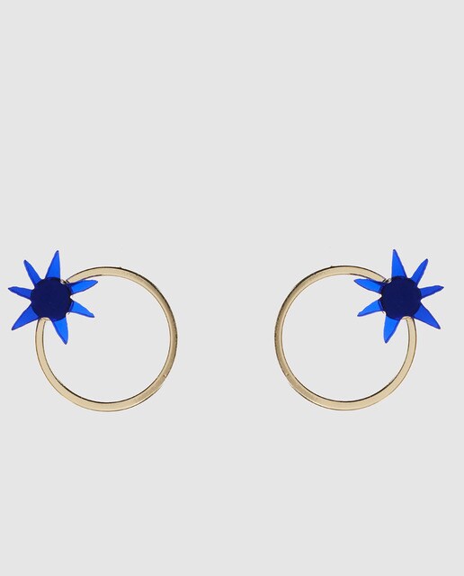 Pendientes de aro Papiroga Voynich de plexiglás azul