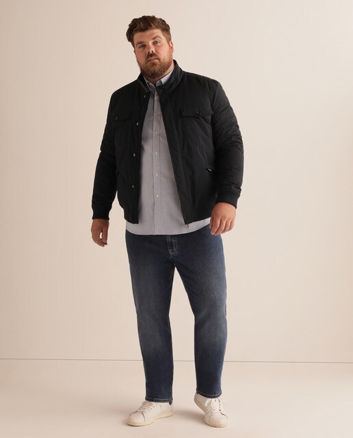 Camisa essential oxford regular às riscas azul tamanhos grandes