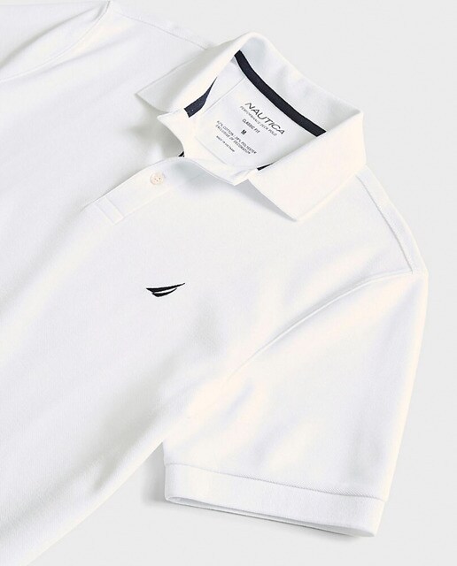 Polo piqué de hombre Nautica blanco de manga corta
