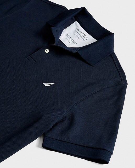 Polo piqué de hombre Nautica azul de manga corta