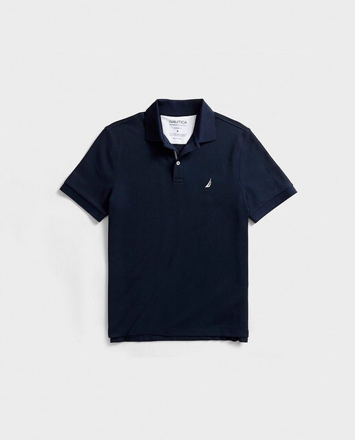 Polo piqué de hombre Nautica azul de manga corta