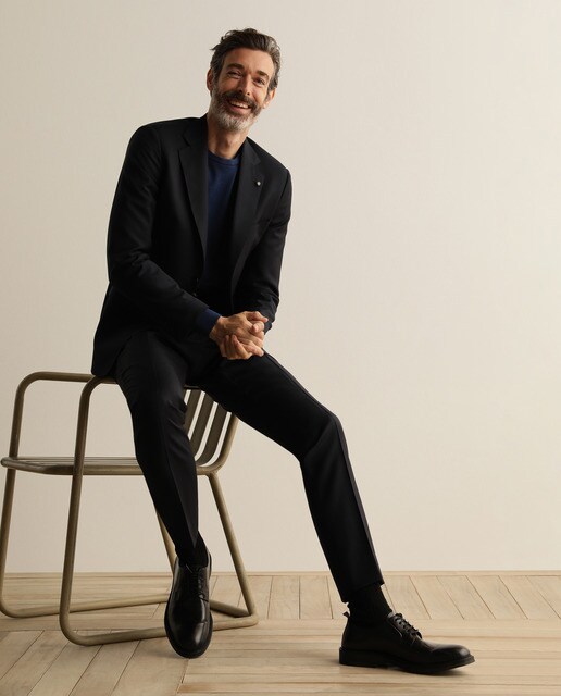 Traje de la colección Black de hombre slim de cuadrillé azul